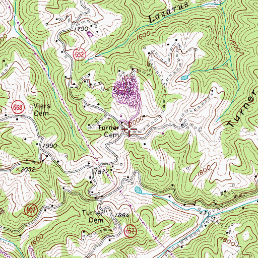 Topographic Map of Turner Cemetery, VA