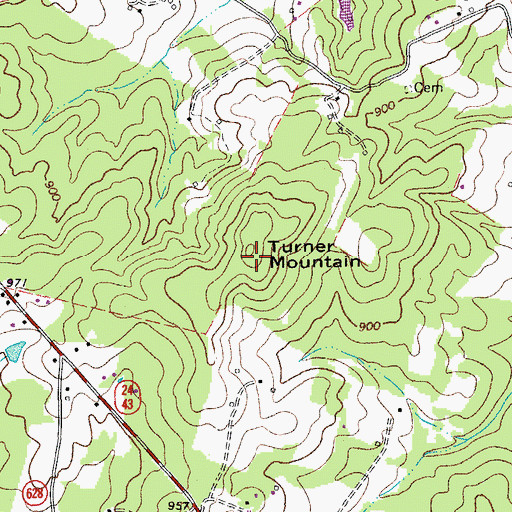 Topographic Map of Turner Mountain, VA