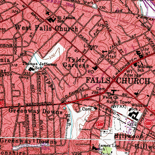 Topographic Map of Tyler Gardens, VA