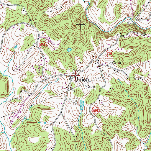Topographic Map of Union, VA