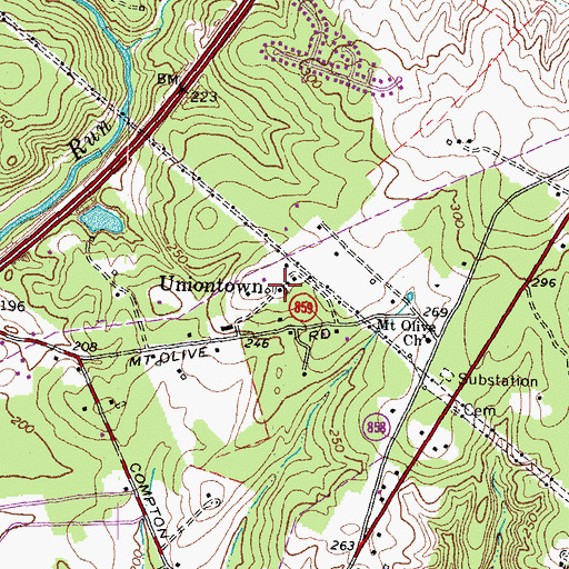 Topographic Map of Uniontown, VA