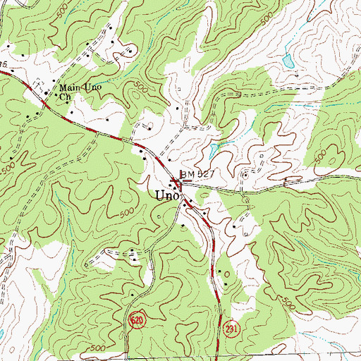 Topographic Map of Uno, VA