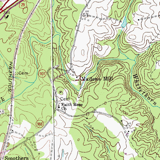 Topographic Map of Vadens Mill, VA