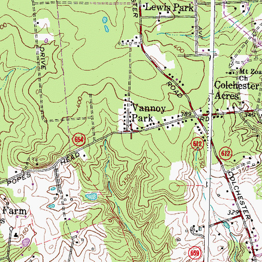 Topographic Map of Vannoy Park, VA