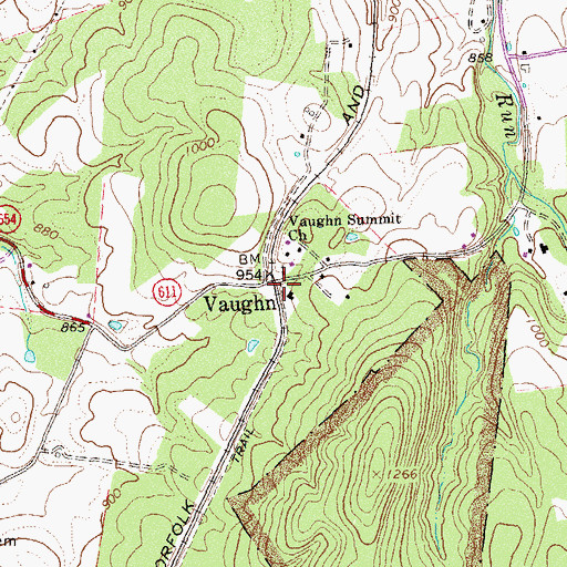 Topographic Map of Vaughn, VA
