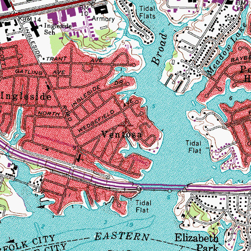 Topographic Map of Ventosa, VA