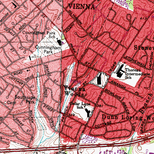 Topographic Map of Vienna Woods, VA