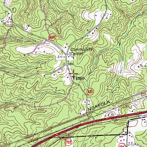Topographic Map of Virso, VA
