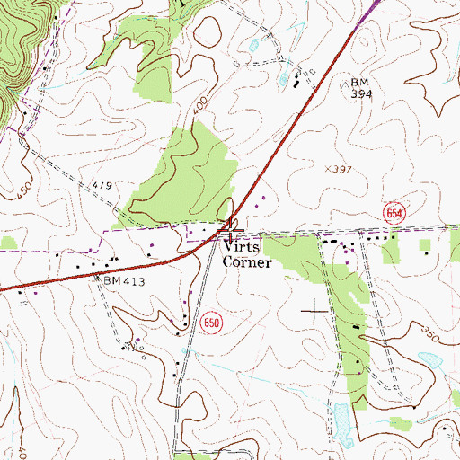 Topographic Map of Virts Corner, VA
