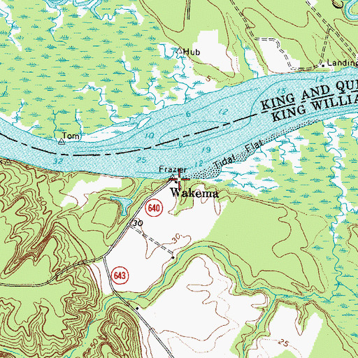 Topographic Map of Wakema, VA