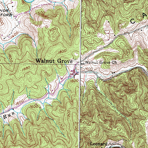 Topographic Map of Walnut Grove, VA