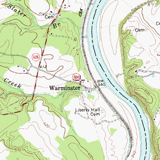 Topographic Map of Warminster, VA
