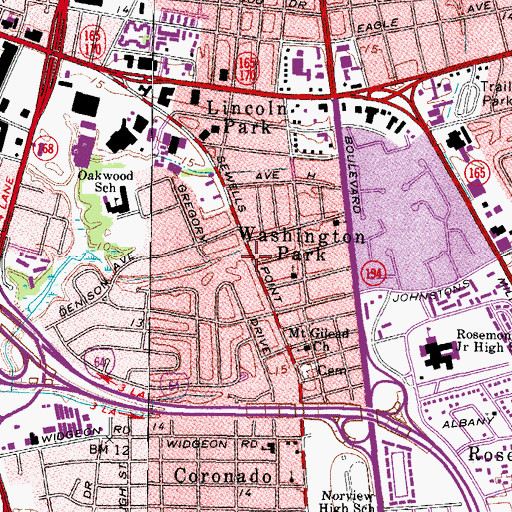 Topographic Map of Washington Park, VA