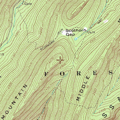 Topographic Map of Waterfall Mountain, VA