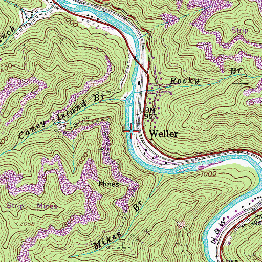 Topographic Map of Weller, VA
