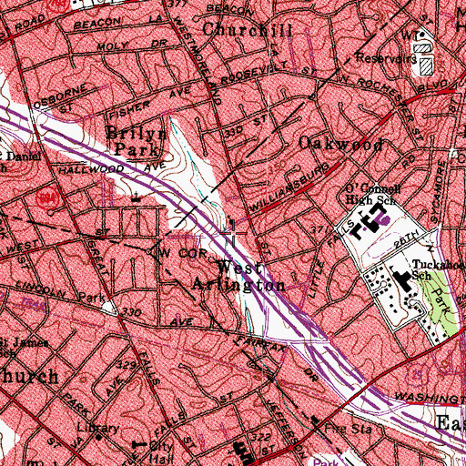 Topographic Map of West Arlington, VA