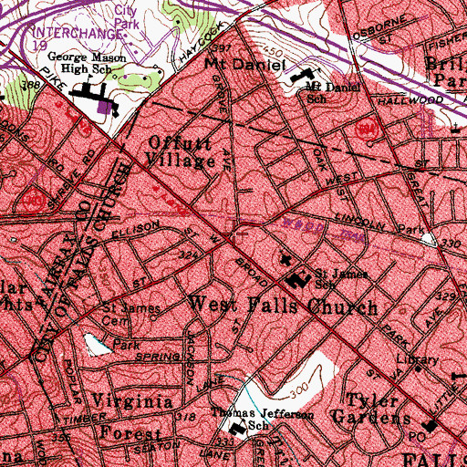 Topographic Map of West Falls Church, VA