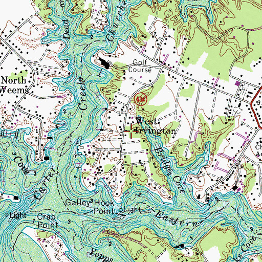 Topographic Map of West Irvington, VA