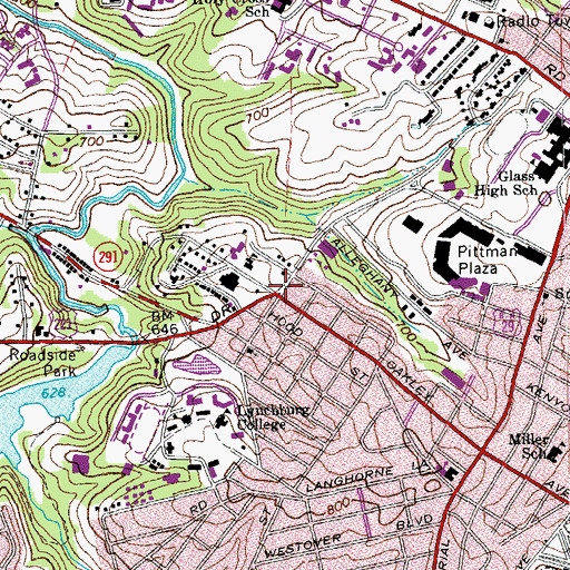 Topographic Map of West Lynchburg, VA