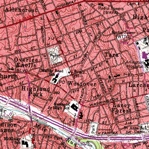 Topographic Map of Westover, VA