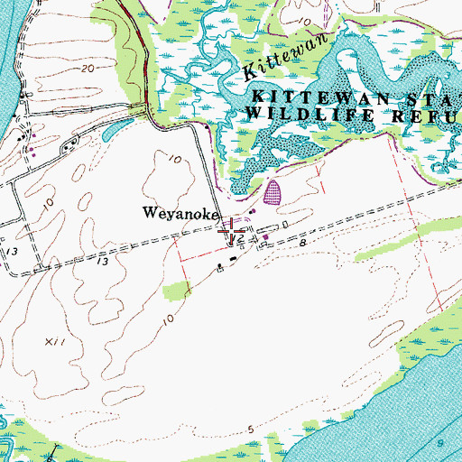 Topographic Map of Weyanoke, VA