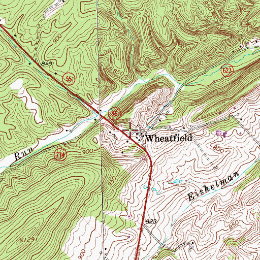 Topographic Map of Wheatfield, VA