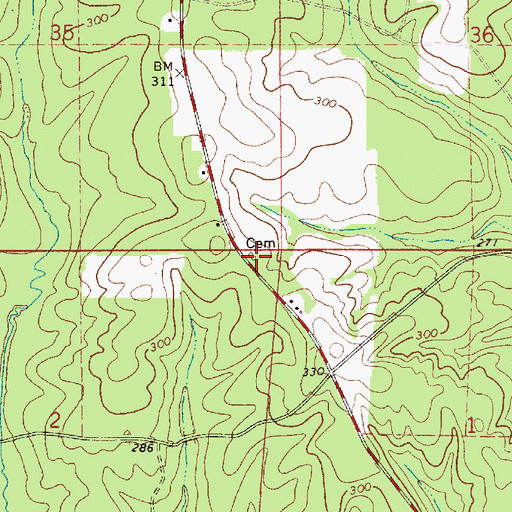 Topographic Map of Joyner Cemetery, AL