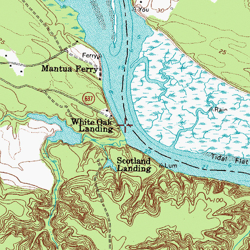 Topographic Map of White Oak Landing, VA