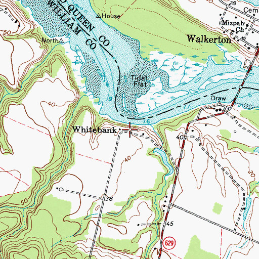 Topographic Map of Whitebank, VA