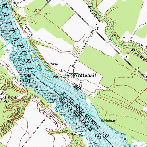 Topographic Map of Whitehall, VA