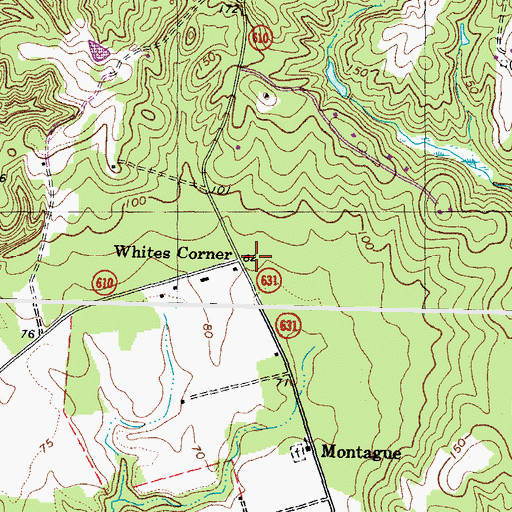 Topographic Map of Whites Corner, VA