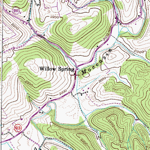 Topographic Map of Willow Springs, VA