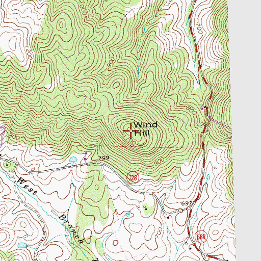 Topographic Map of Wind Hill, VA