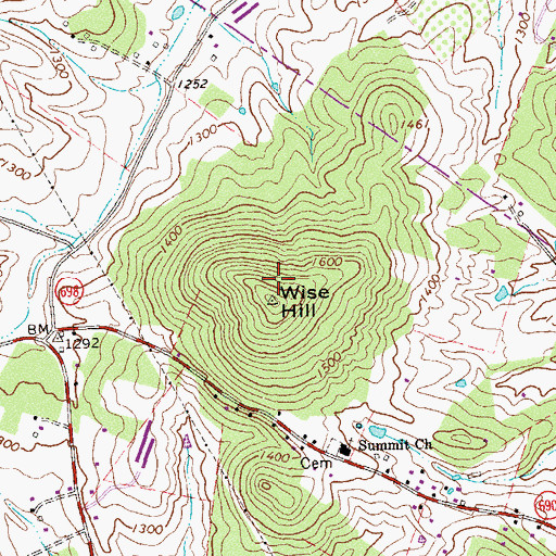 Topographic Map of Wise Hill, VA
