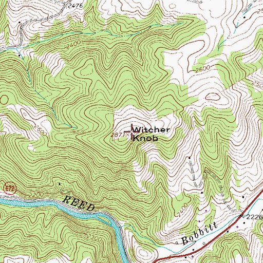 Topographic Map of Witcher Knob, VA
