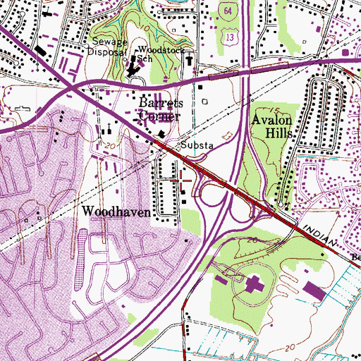 Topographic Map of Woodhaven, VA