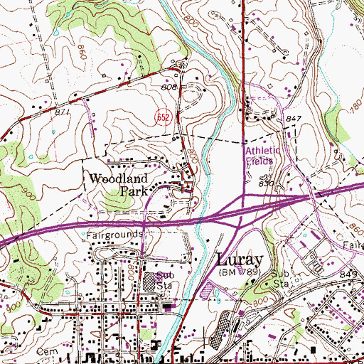 Topographic Map of Woodland Park, VA