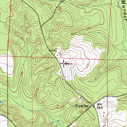 Topographic Map of Martin Cemetery, AL