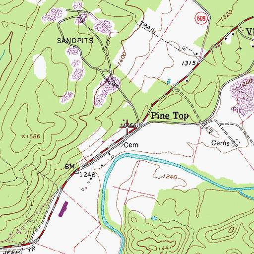 Topographic Map of New Castle Work Center, VA