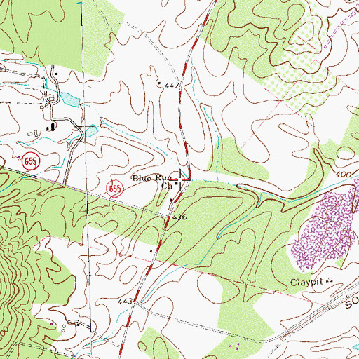 Topographic Map of Blue Run Baptist Church, VA