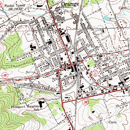 Topographic Map of Orange Post Office, VA