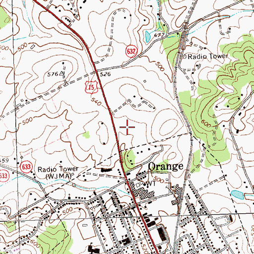 Topographic Map of Orange Village Shopping Center, VA