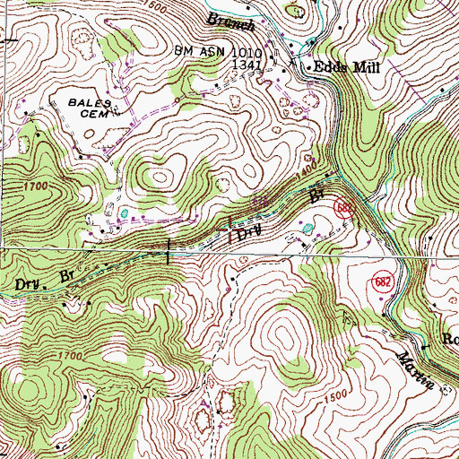 Topographic Map of Bales Chapel (historical), VA