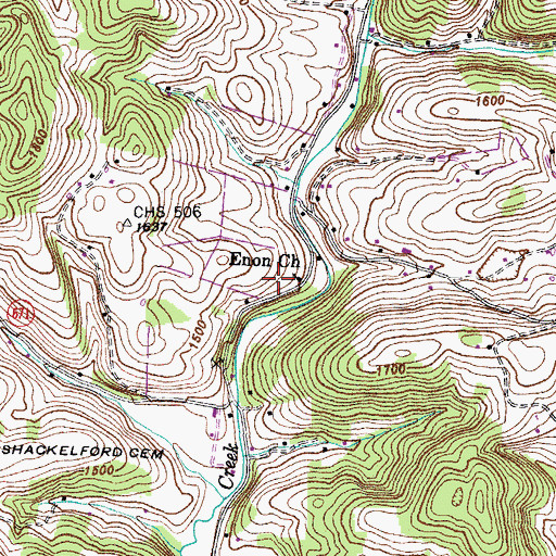 Topographic Map of Brooks Hall School (historical), VA