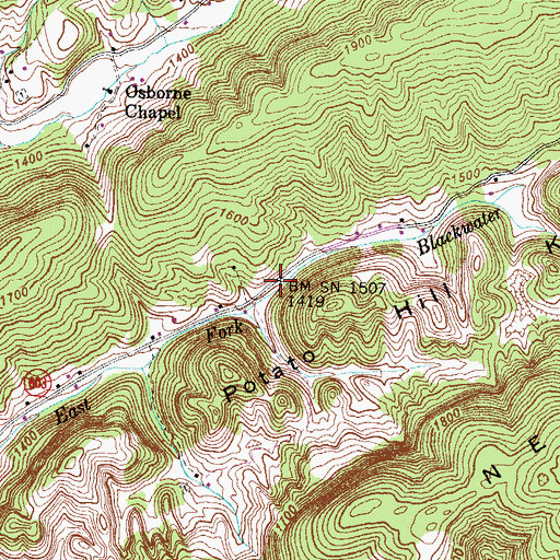 Topographic Map of Carters Institute (historical), VA