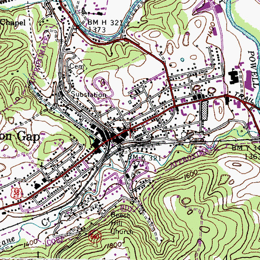 Topographic Map of First Methodist Church, VA