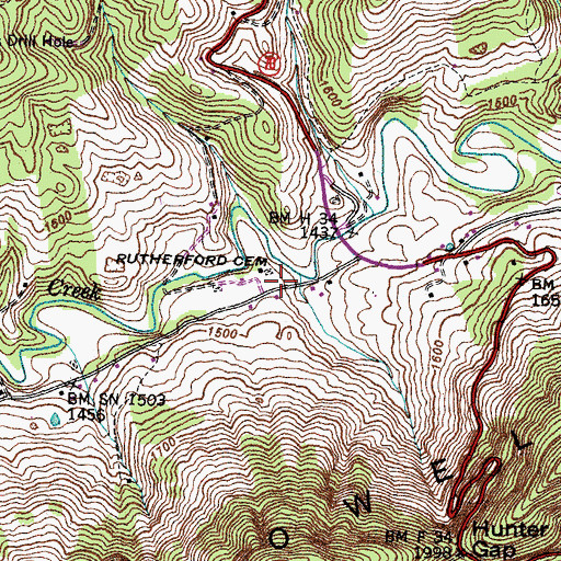 Topographic Map of Glasses Memorial Church (historical), VA