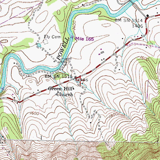 Topographic Map of Green Hill School (historical), VA