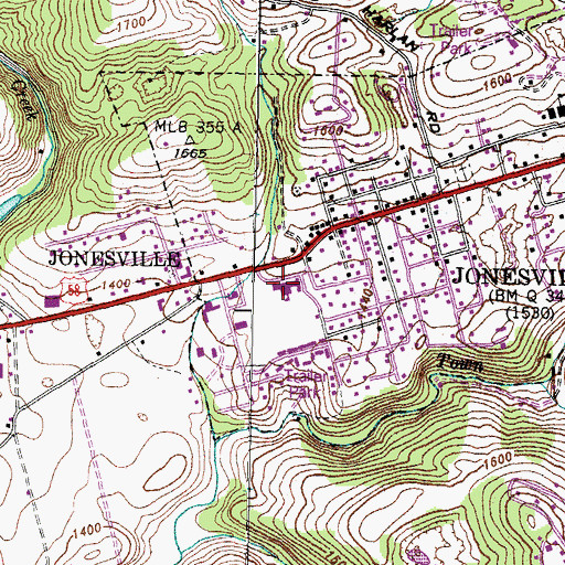 Topographic Map of Jonesville Middle School, VA