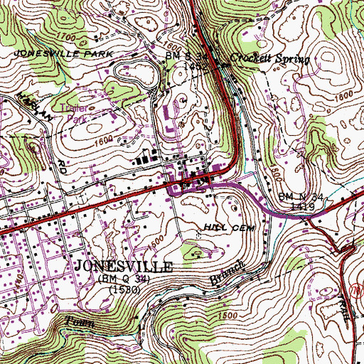 Topographic Map of Lee County Courthouse, VA